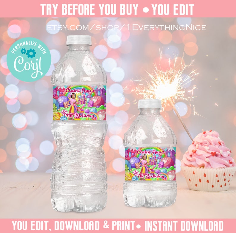 Editable DIGITAL DOWNLOAD Candy Land Candyland Birthday Party Baby Shower Printable Wrappers Labels Instant Download Set Bundle Deal 014 image 7