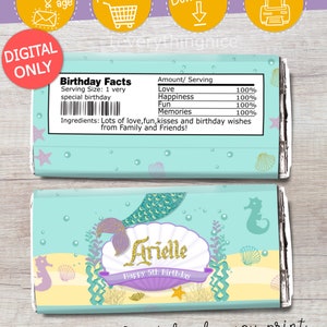 Mermaid Theme Birthday Digital Printables Labels Personalized Bundle DIY Printable Set Digital Download image 2