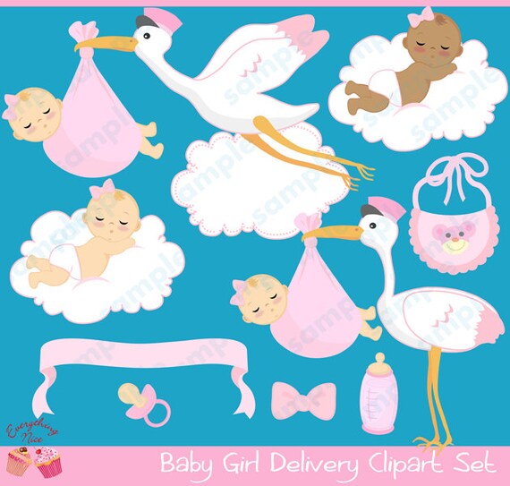 Baby Girl Delivery Clipart Set Il_570xn