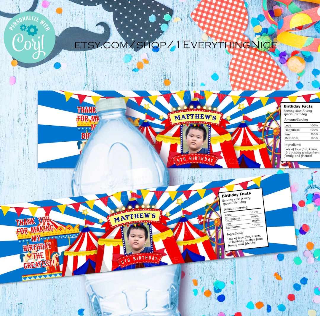 Free Circus Water Bottle Printables