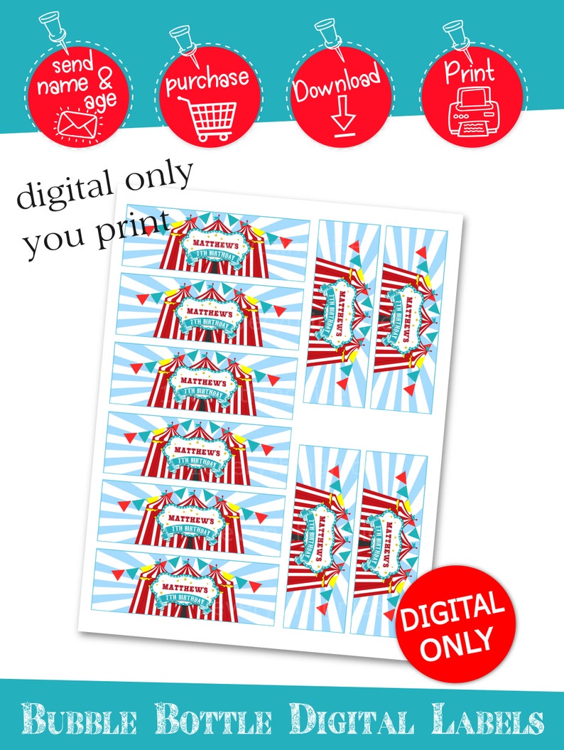 2 Oz. DIGITAL DOWNLOAD Circus Carnival Bubbles Bubble Bottle Etsy