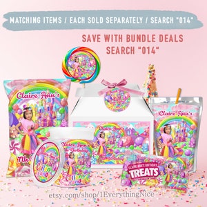 Editable DIGITAL DOWNLOAD Candy Land Candyland Birthday Party Baby Shower Printable Wrappers Labels Instant Download Set Bundle Deal 014 image 8
