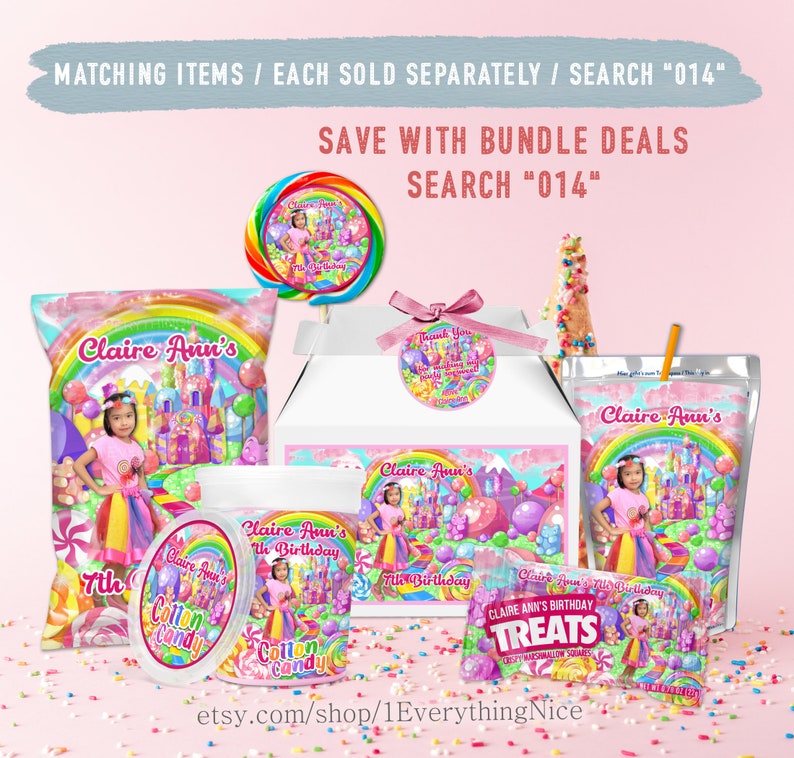 Editable DIGITAL DOWNLOAD Candy Land Candyland Birthday Party Baby Shower Printable Wrappers Labels Instant Download Set Bundle Deal 014 image 8
