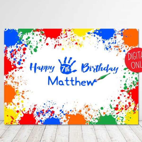 DIGITAL DOWNLOAD Art Birthday Theme 7ft. wide x 5ft. high Boy Backdrop Banner Printable File