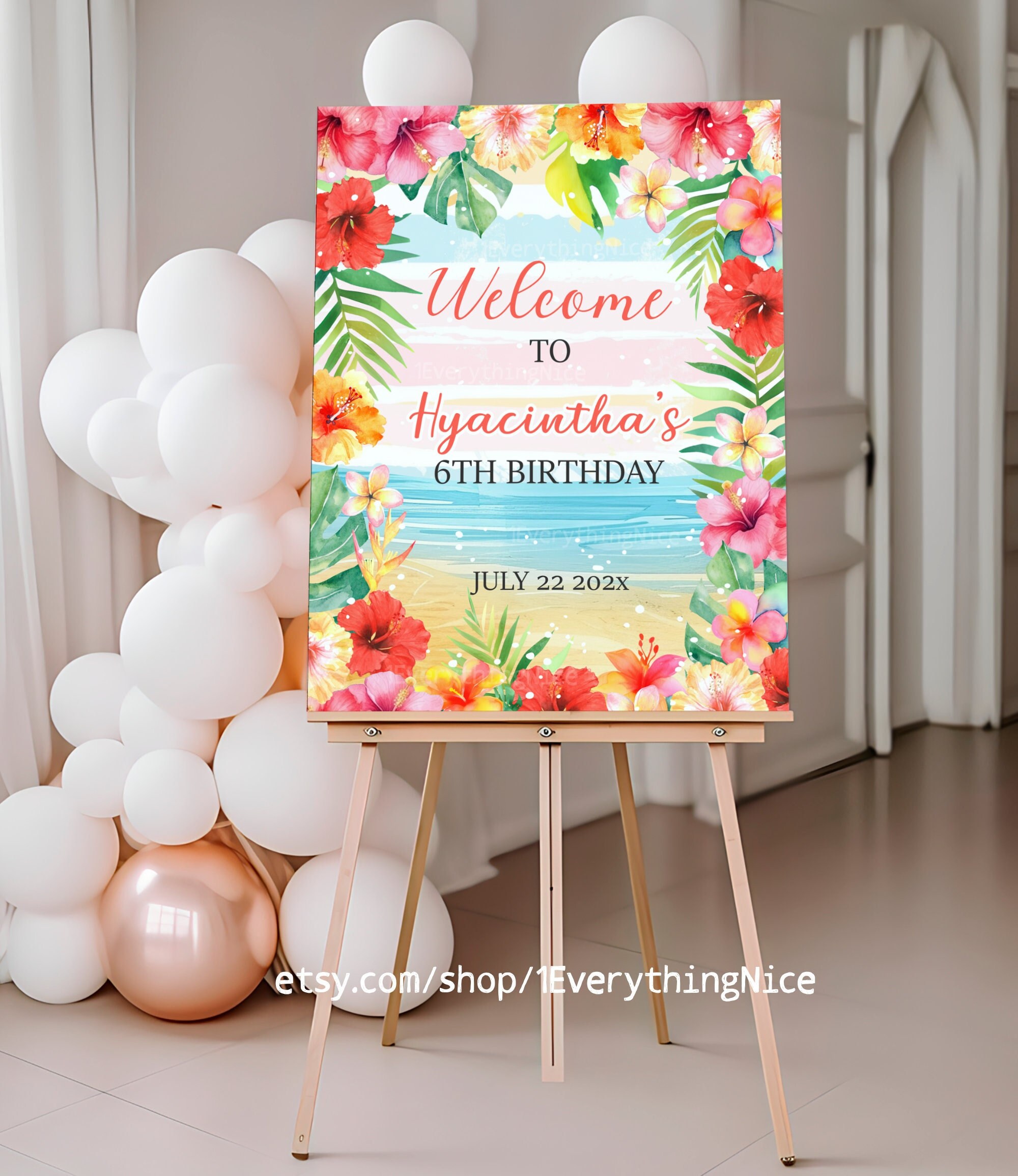 Aloha Summer Luau Tropical Hawaiian Welcome Signs 16x20 18x24 20x30 Fiesta de cumpleaños Ducha Descarga digital Imprimible 060
