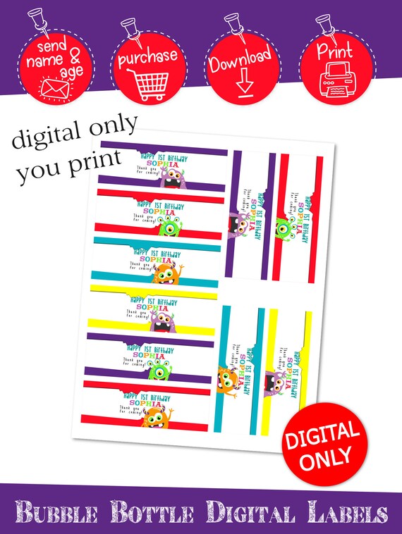 2 Oz Telechargement Numerique Monster Bash Bubbles Etiquettes Etsy France