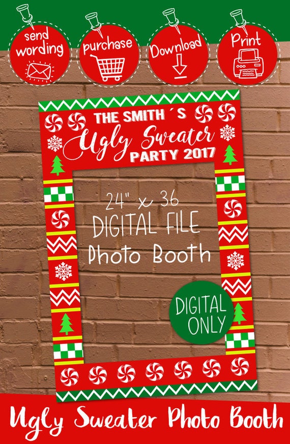 DIGITAL DOWNLOAD Ugly Sweater Party Merry Christmas Photo Booth Frame Printable Digital Download Il_570xn