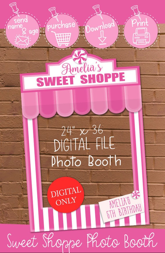 DIGITAL DOWNLOAD Sweet Shoppe Pink Theme 24" x 36" Photo Booth Frame Digital Download Il_570xn