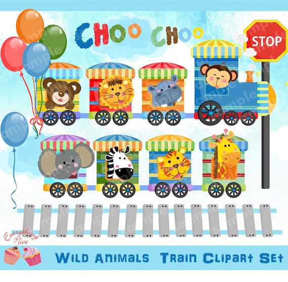 Wild Animals Train Clipart Set Il_570xn