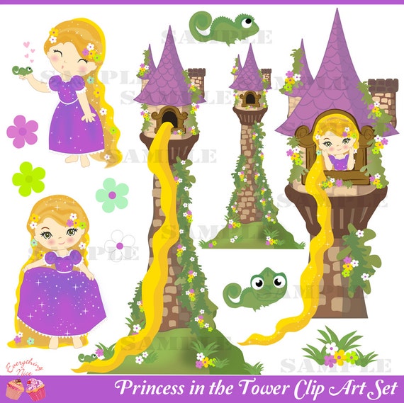 Princess in the Tower Clip Art Set Il_570xn