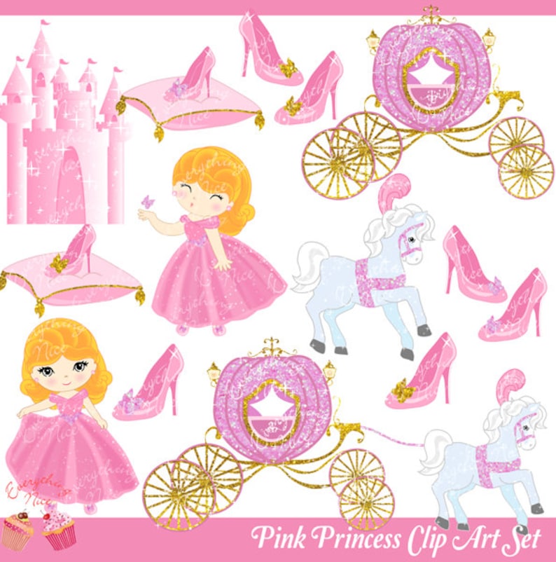 Pink Princess Clipart Set image 1