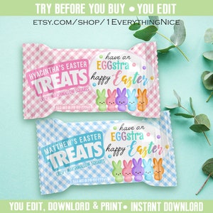 Happy Easter Pastel Theme Editable Instant DOWNLOAD Pink Blue Theme Wrappers Labels DIGITAL Printable Bundle Set image 7