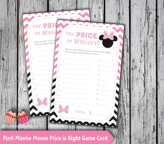 Minnie Mouse Pink Baby Shower Price is Right Game Card Il_570xn