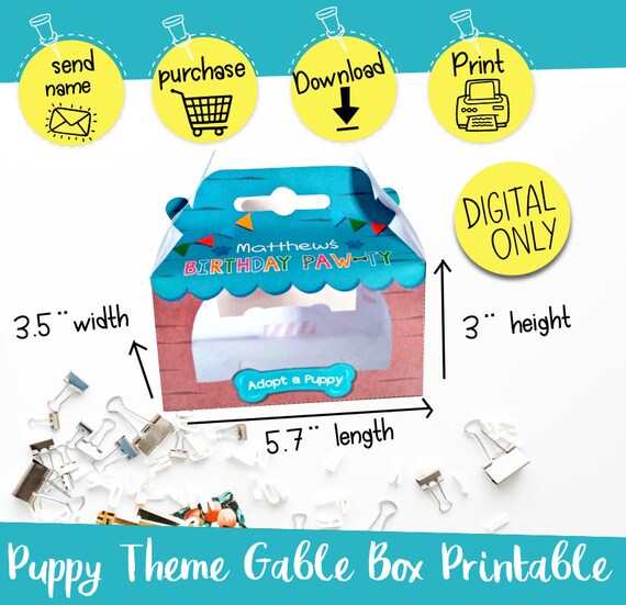 DIGITAL DOWNLOAD Puppy Birthday Pawty Boy Theme Gable Box Favor Box Digital Printable Il_570xn