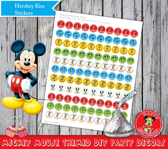 Mickey Mouse Hershey's Hershey Kiss Stickers Labels Il_570xn