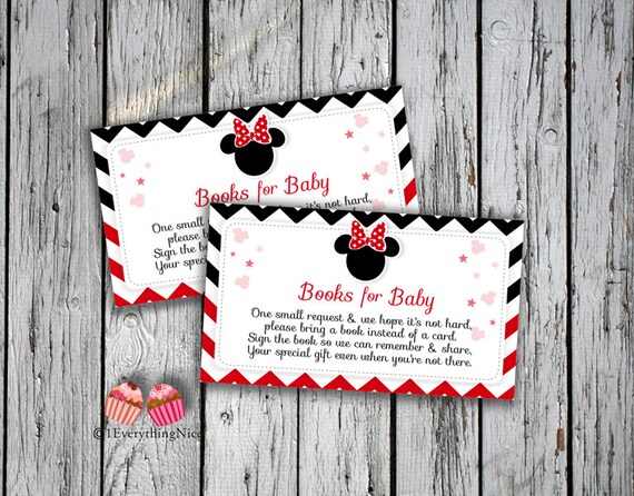 Minnie Mouse Red Baby Shower Book Request Books for Baby Cards Il_570xn