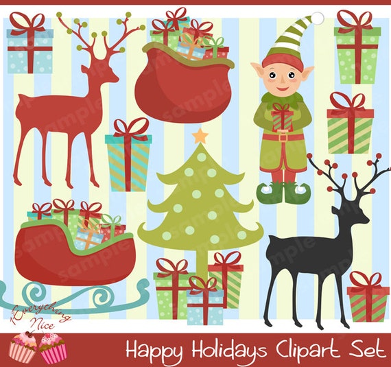 Happy Holidays Clipart Set Il_570xn