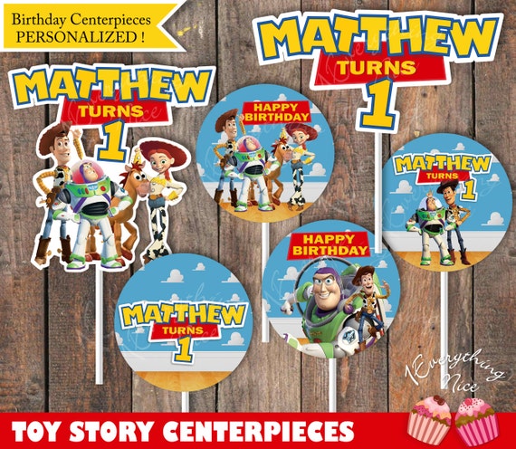 Toy Story Theme Happy Birthday Centerpiece Circles Decorations Personalized Il_570xn