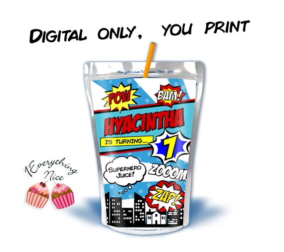 DIGITAL DOWNLOAD Hero Theme Juice Labels Juice Pouch Printable Digital digital-download-hero-theme-juice-labels-juice-pouch-printable-digital