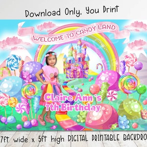 DIGITAL DOWNLOAD Candy Land Theme 7ft. wide x 5ft. high Backdrop Banner Printable File