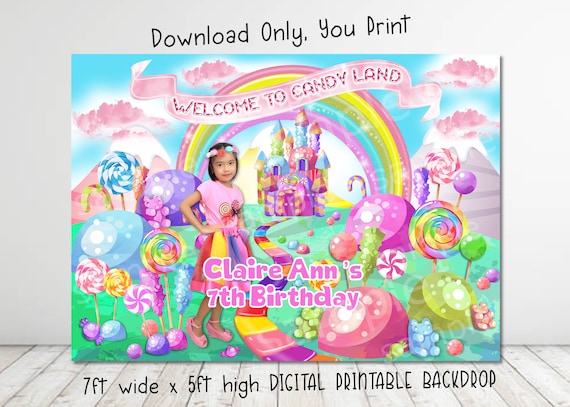 DIGITAL DOWNLOAD Candy Land Theme 7ft. wide x 5ft. high Backdrop Banner Printable File Il_570xn