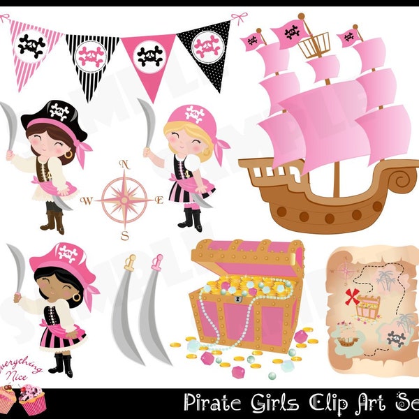 Pirate Girls Clip Art Set