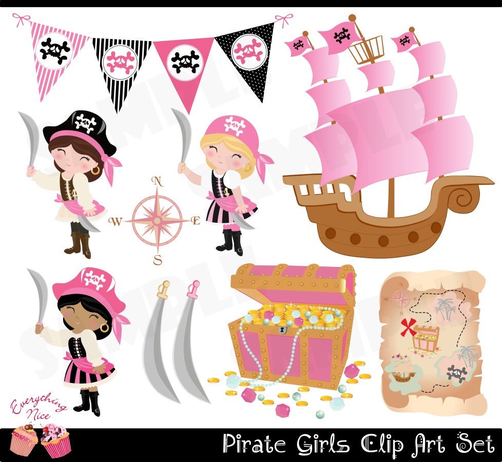 Pirate Girls Clip Art Set 
