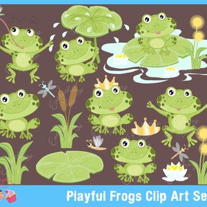 Playful Frogs Clipart Set