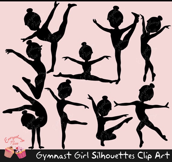 Gymnast Girl Silhouettes Clip Art Set Il_570xn
