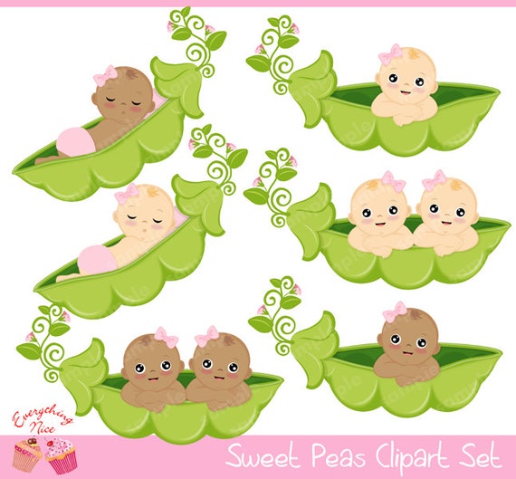 Sweet Peas Girls Clipart Set Il_570xn