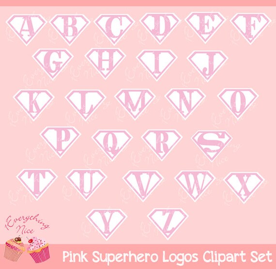 Pink Superhero Logo Logos Girl Clipart Set Il_570xn