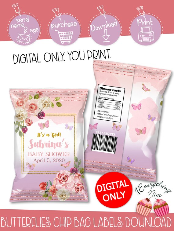 DIGITAL DOWNLOAD Tea Time Tea Party Baby Shower Chip Bag Labels Printable Digital Download Il_570xn