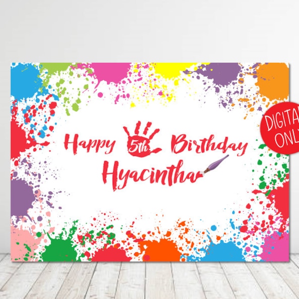 DIGITAL DOWNLOAD Art Birthday Theme 7ft. wide x 5ft. high Girl Backdrop Banner Printable File