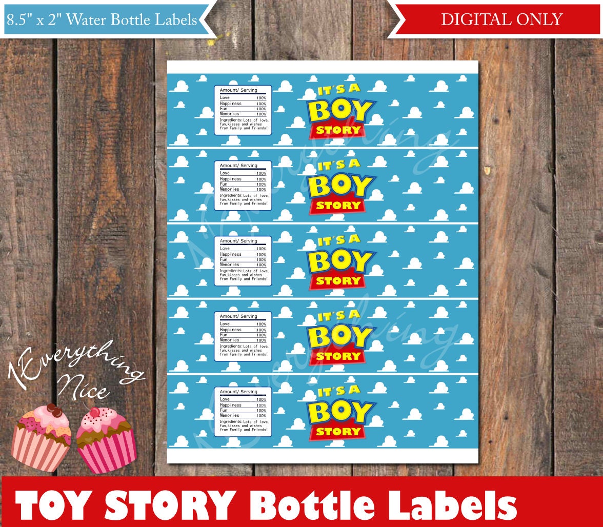 Boy Toy Story Woody Water Bottle Labels Wrappers Instant Etsy