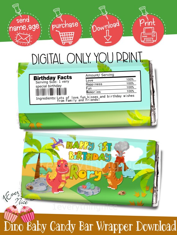 DIGITAL DESCARGAR Dino Bebé Dinosaurio Tema Candy Bar Wrappers - Etsy España DIGITAL DESCARGAR Dino Bebé Dinosaurio Tema Candy Bar Wrappers - Etsy España