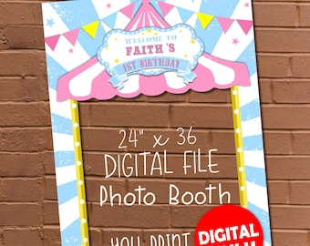 DIGITAL DOWNLOAD Pink Carnival Theme 24" x 36"  Birthday Photo Booth Frame Digital Download