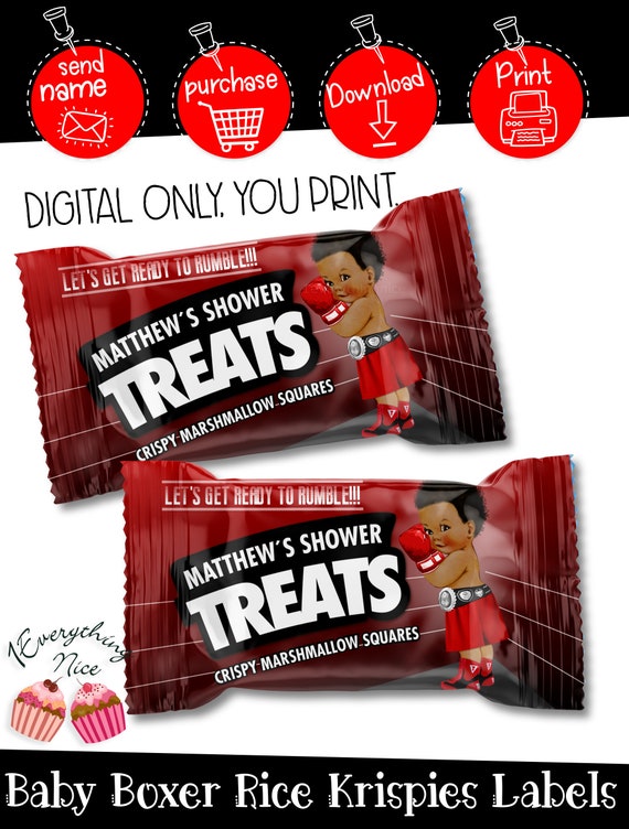 DIGITAL DOWNLOAD Boxing Little Baby Boy Boxer Little Champ Theme Rice Krispy Labels Printable Digital Download Il_570xn