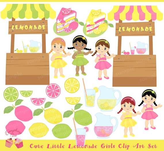 Little Lemonade Girls Lemonade Stand Clip Art Set Il_570xn