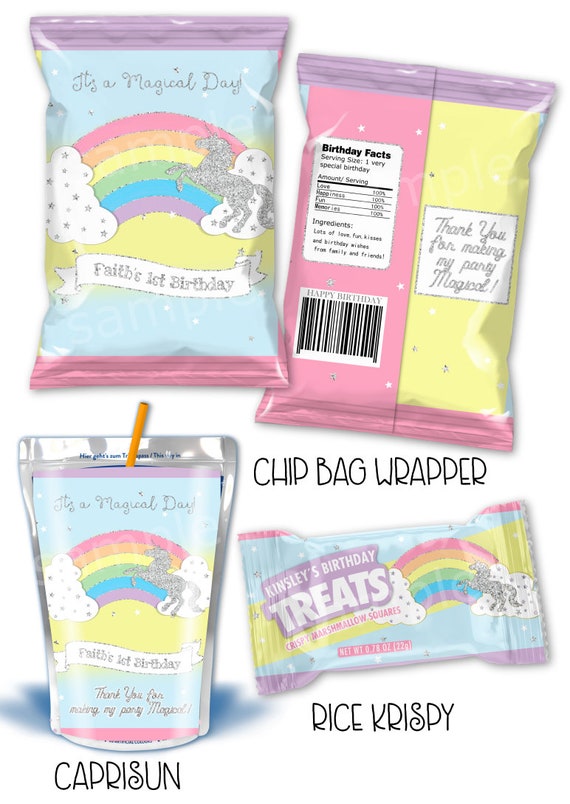 DIGITAL DOWNLOAD Unicorn Unicorns Theme Birthday Printables Labels Personalized Il_570xn