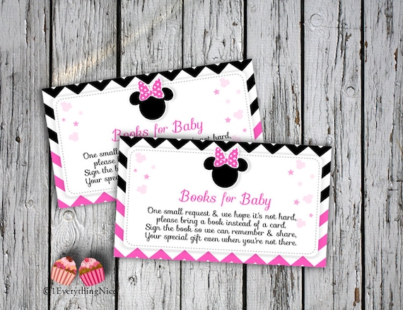 Minnie Mouse Hot Pink Baby Shower Book Request Books for Baby Cards Il_570xn