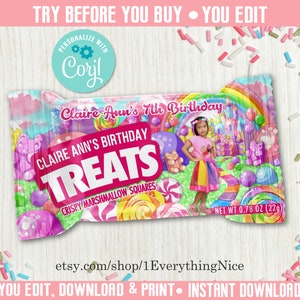 Editable DIGITAL DOWNLOAD Candy Land Candyland Birthday Party Baby Shower Printable Wrappers Labels Instant Download Set Bundle Deal 014 image 6