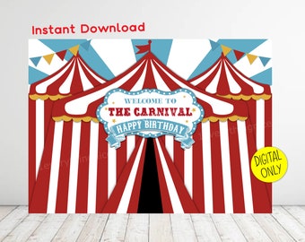 INSTANT DOWNLOAD Carnaval Circus Thema 7ft. breed x 5ft. hoge achtergrondbanner afdrukbaar bestand