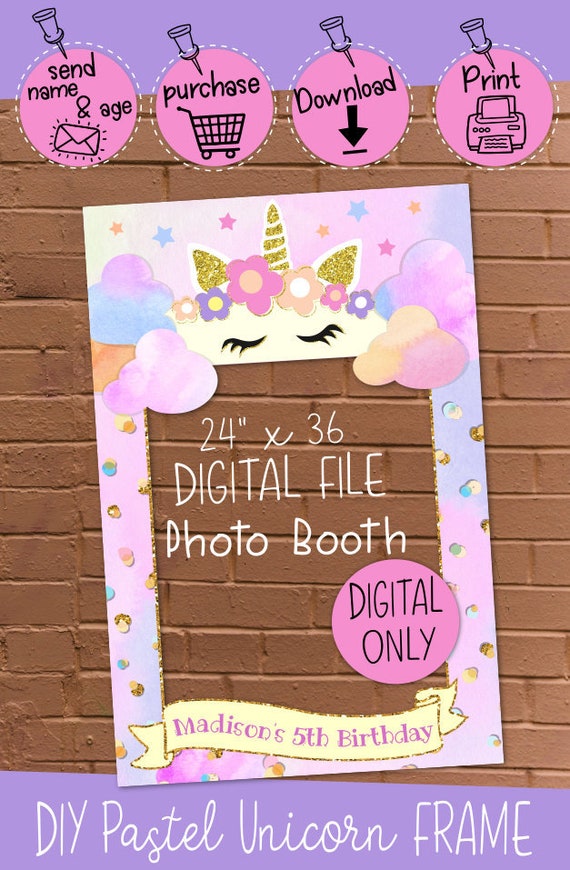 digital download pastel unicorn rainbow theme 24 x 36