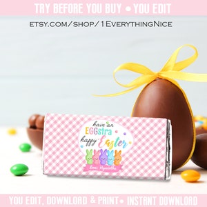 Happy Easter Pastel Theme Editable Instant DOWNLOAD Theme Candy Bar Wrapper DIGITAL Printable image 4