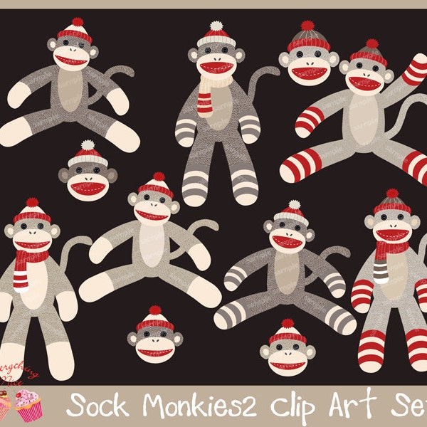 Sock Monkeys2 Clipart Set