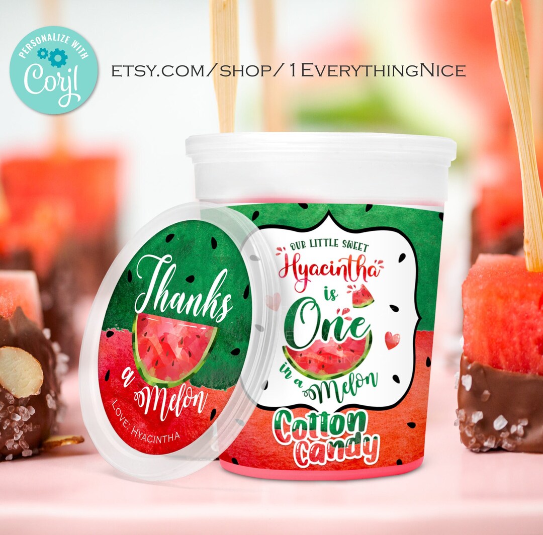 One in a Melon Instant Editable Digital DOWNLOAD Watermelon Theme 2oz ...