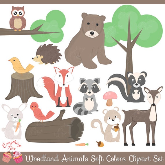 Wood Land Animals in Soft Colors Clipart Set - Etsy Wood Land Animals in Soft Colors Clipart Set - Etsy