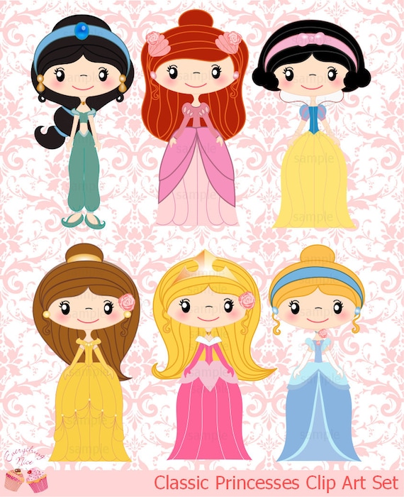 Classic Princesses Clip Art Set - Etsy