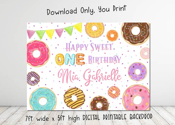DIGITAL DOWNLOAD Donut Theme 7ft. wide x 5ft. high Backdrop Banner Printable Il_570xn