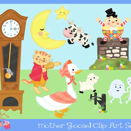 Hey Diddle Diddle Clipart Nursery Rhymes Clipart 15088 | Etsy
